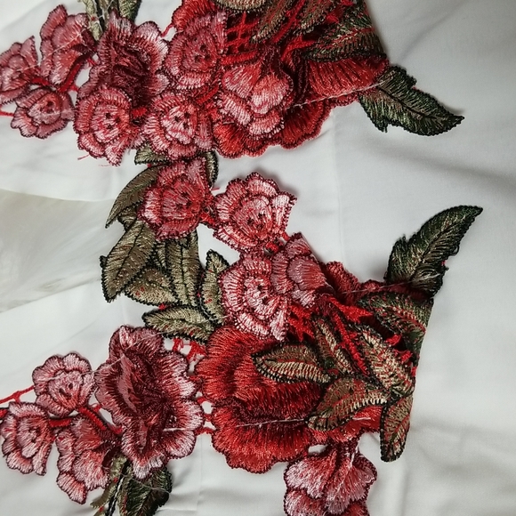 Floral embroidered mini white dress Medium and Large available - Picture 6 of 9